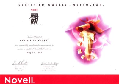 Certificate CNI Certified Novell Instructor